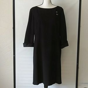 Evan Picone dress 16 black 3/4 cuffed sleeves